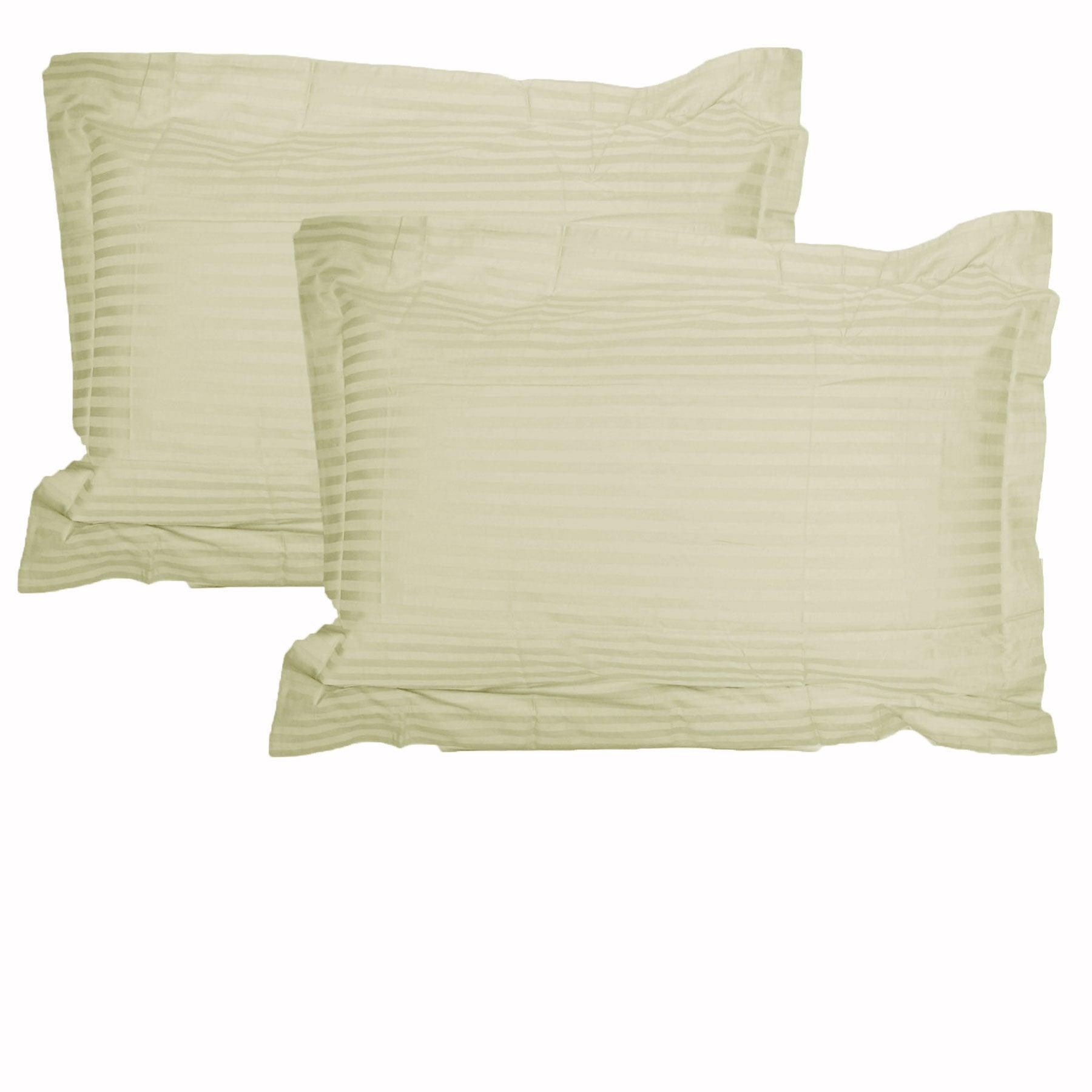 Accessorize 325TC Pair of Stripe Jumbo / Queen Pillowcases Ecru - Harrogates