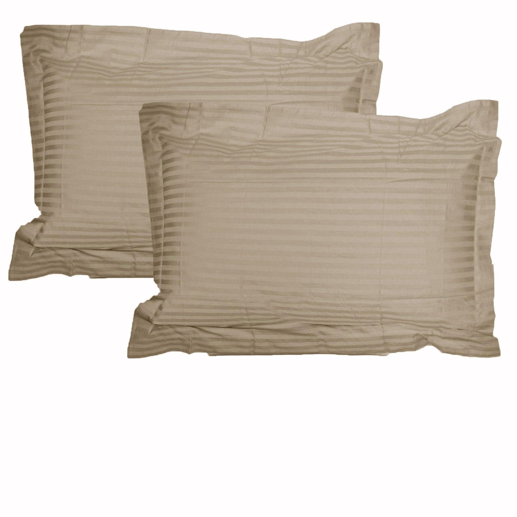 Accessorize 325TC Pair of Stripe Jumbo / Queen Pillowcases Linen - Harrogates