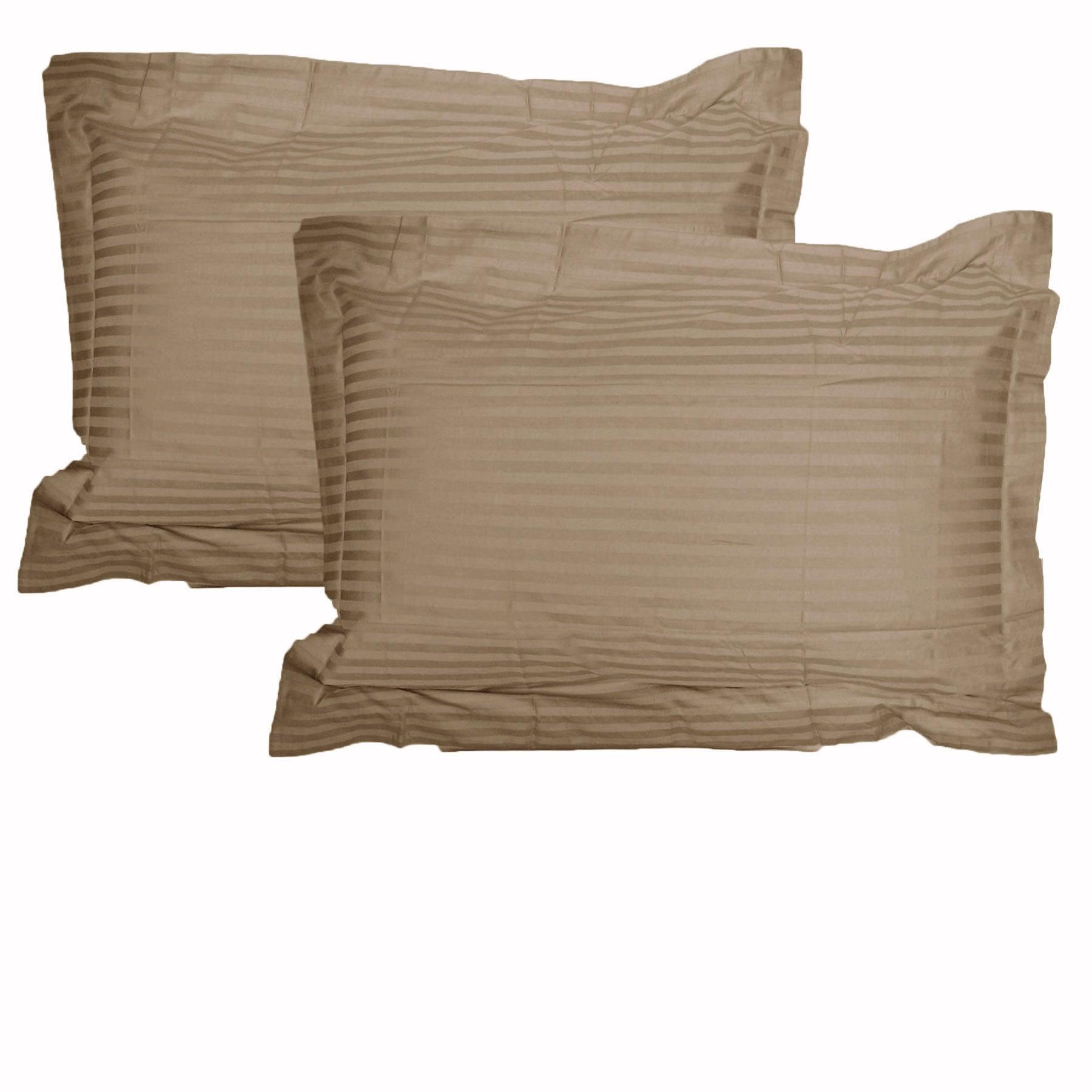 Accessorize 325TC Pair of Stripe Jumbo / Queen Pillowcases Mocha - Harrogates