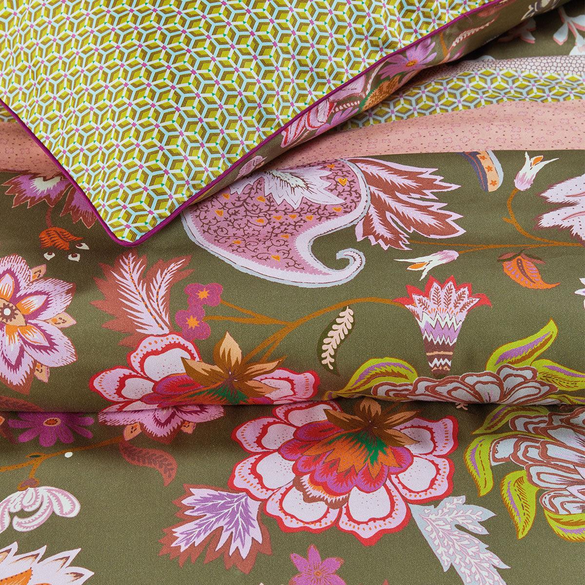 Oilily Amelie Sits Mix Green Cotton Sateen Quilt Cover Set King - Harrogates