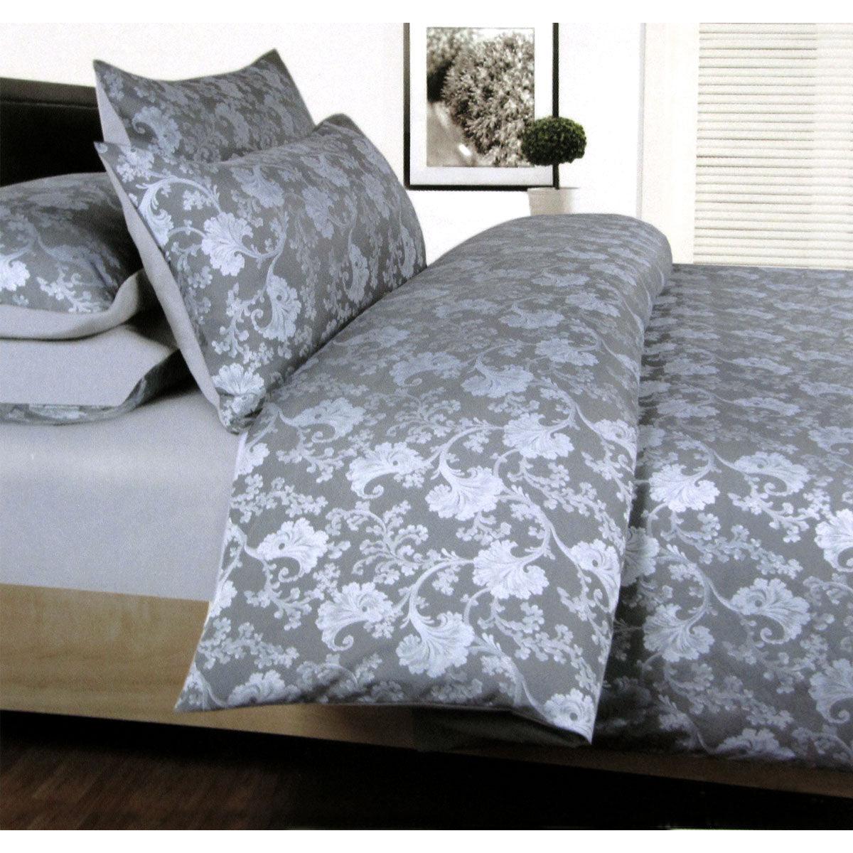 Accessorize Annabelle Grey Jacquard Quilt Cover Set Double - Harrogates