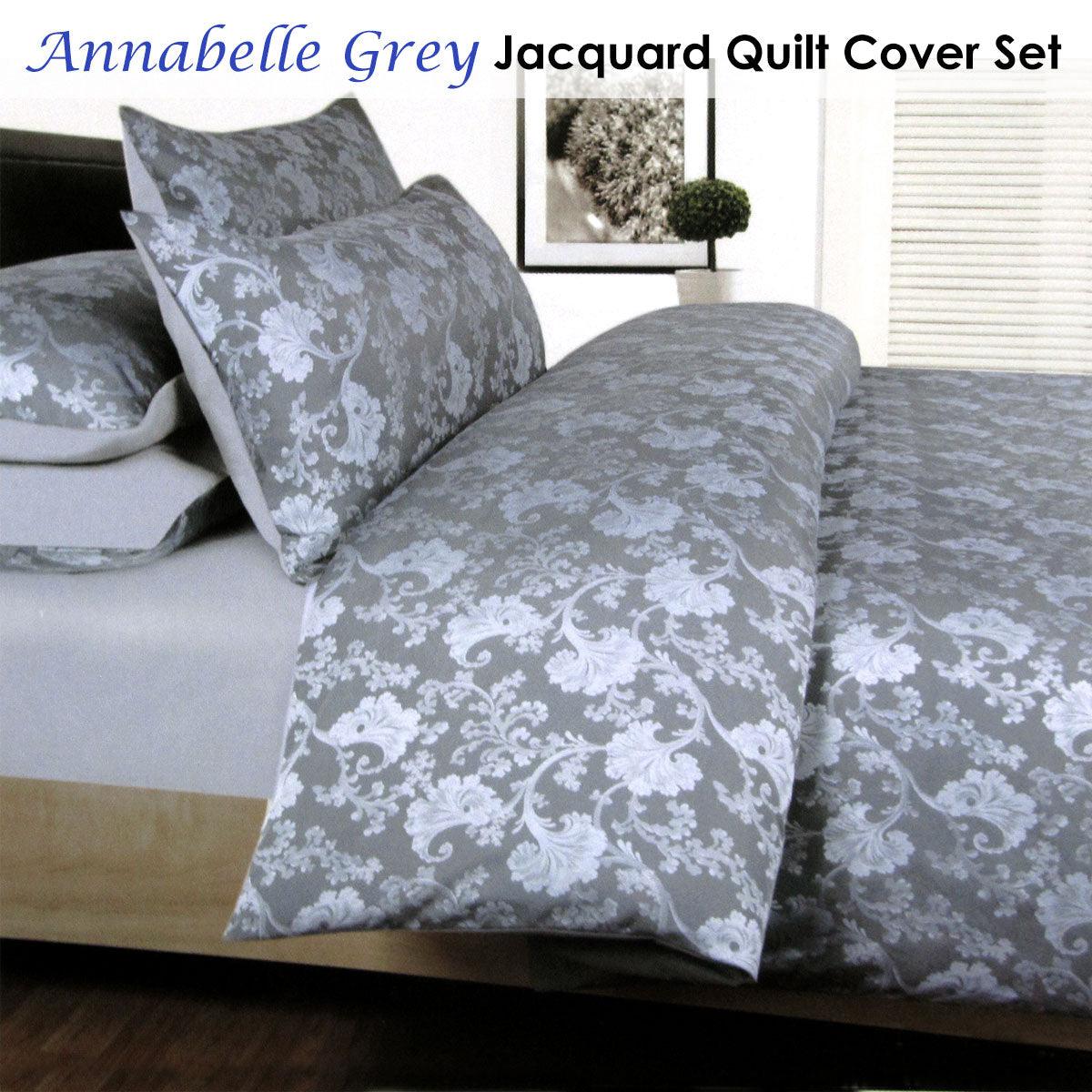 Accessorize Annabelle Grey Jacquard Quilt Cover Set Double - Harrogates