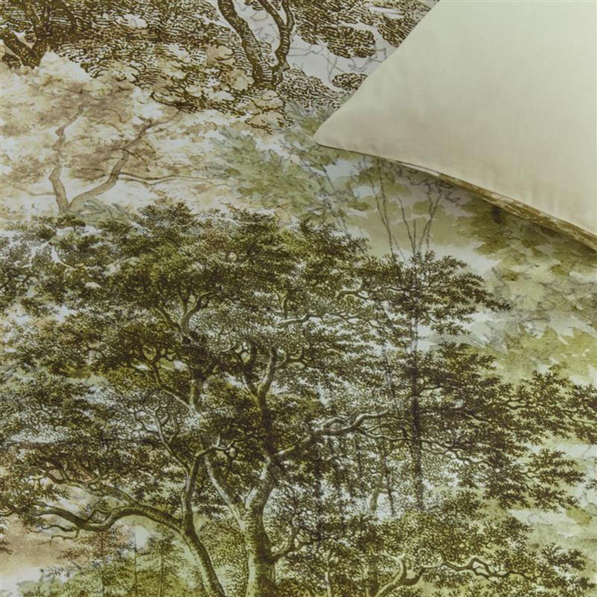 Bedding House Arcadia Green Cotton Sateen Quilt Cover Set King - Harrogates