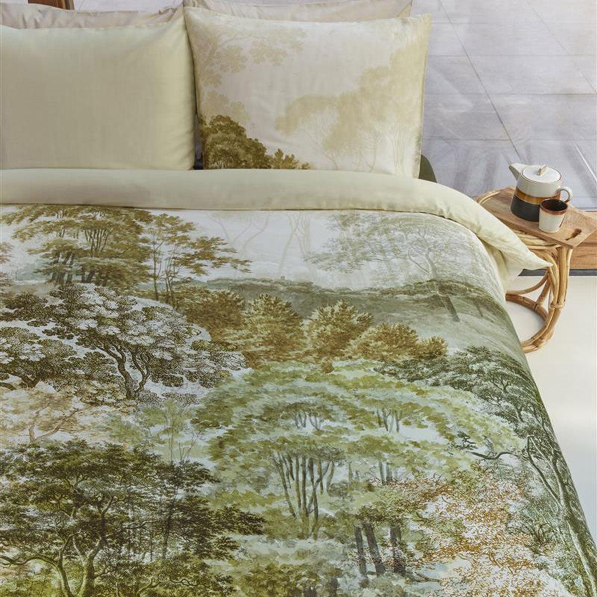 Bedding House Arcadia Green Cotton Sateen Quilt Cover Set Queen - Harrogates