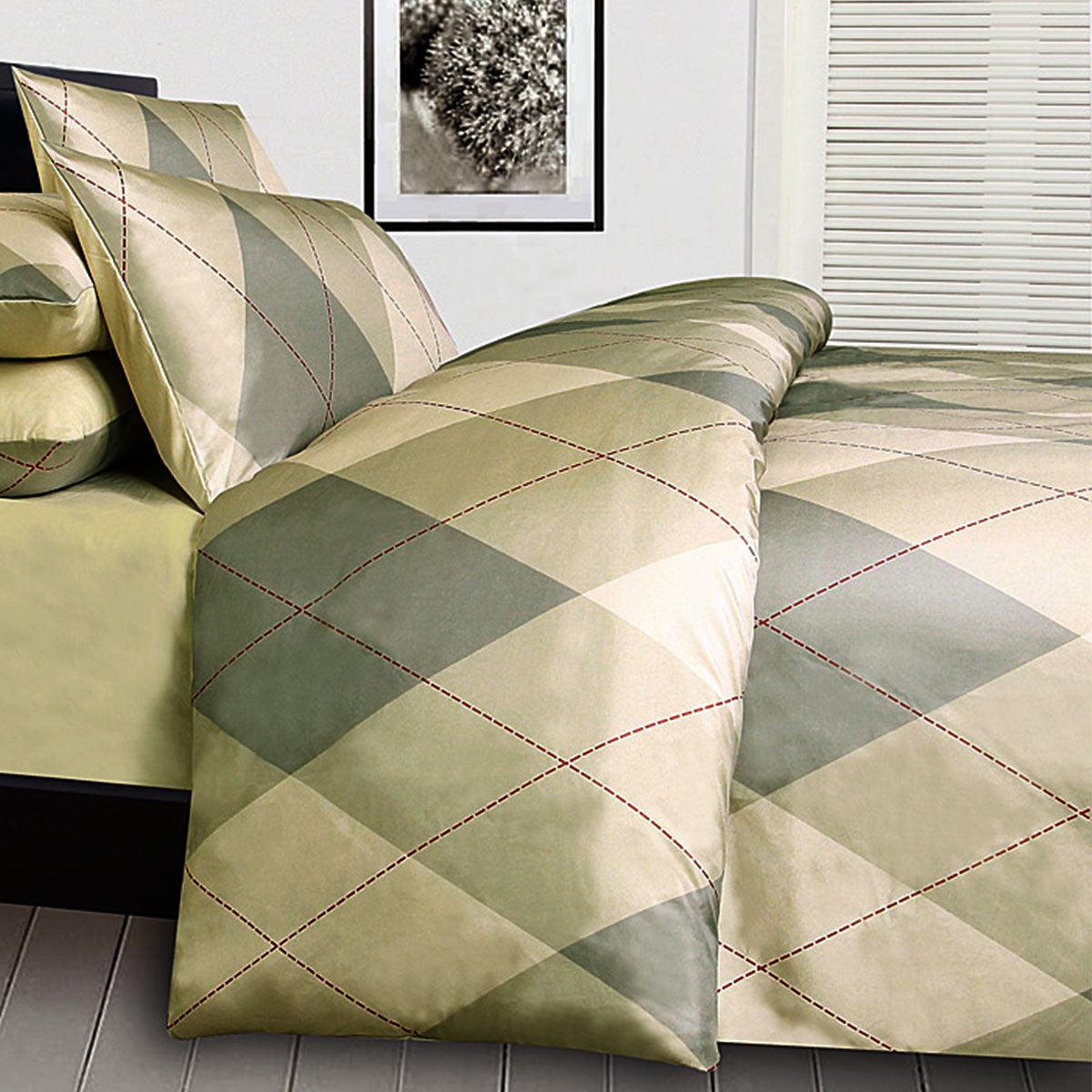 Big Sleep Argyles Beige Quilt Cover Set Single - Harrogates