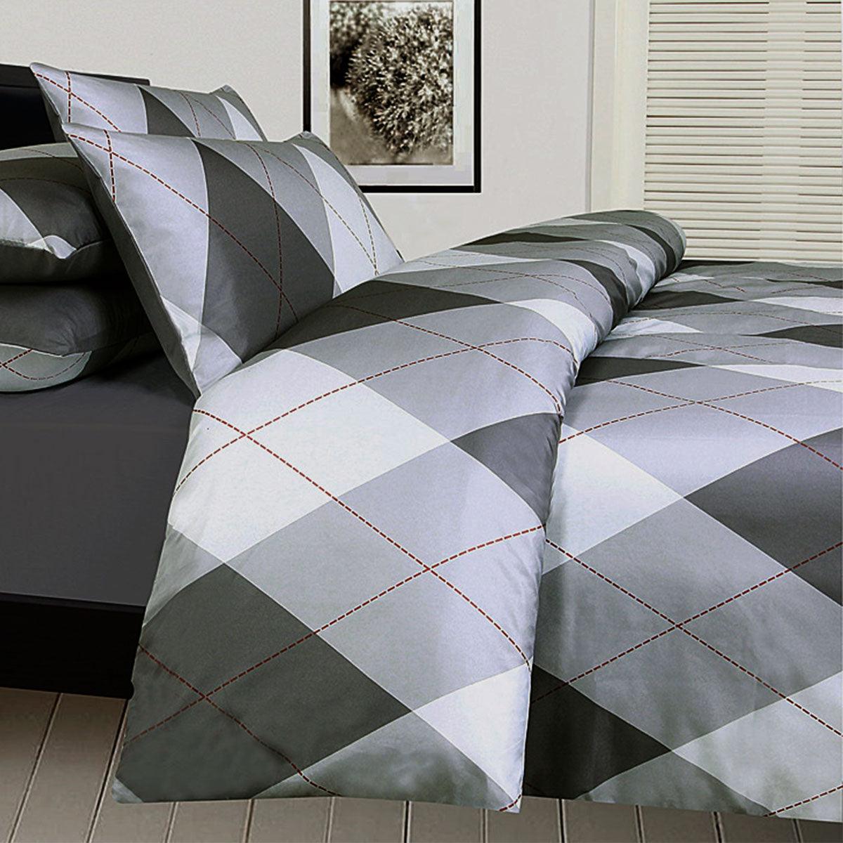 Big Sleep Argyles Black Quilt Cover Set Single - Harrogates