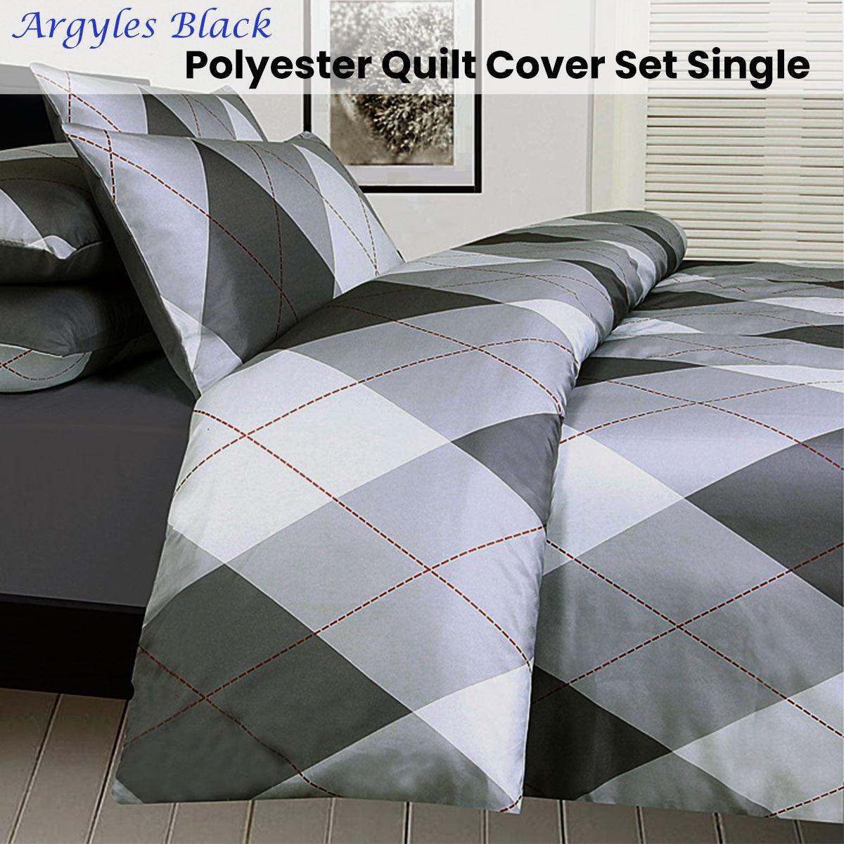 Big Sleep Argyles Black Quilt Cover Set Single - Harrogates