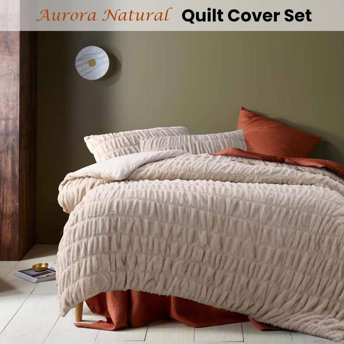 Accessorize Aurora Natural Cotton Quilt Cover Set Single - Harrogates