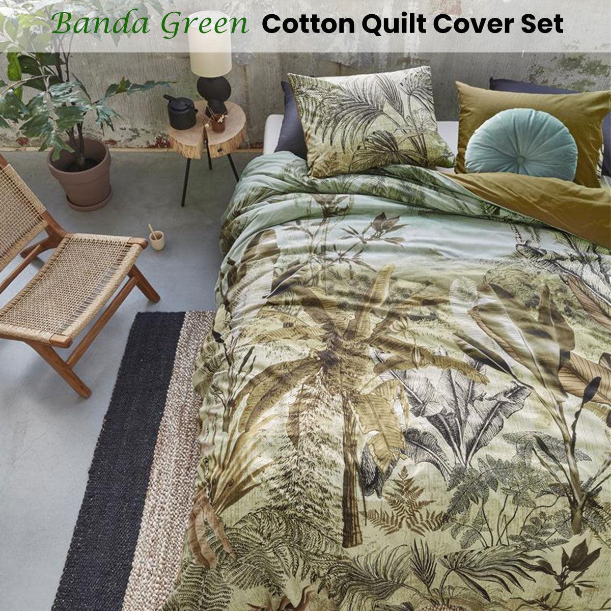Bedding House Banda Green Cotton Quilt Cover Set King - Harrogates