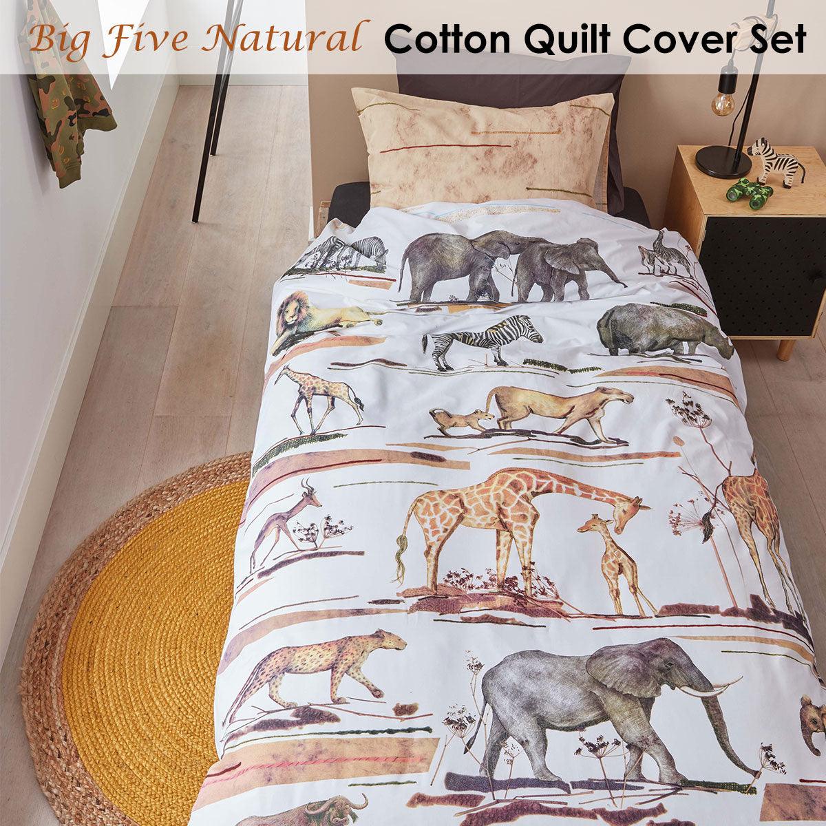 Bedding House Big Five Natural Cotton Quilt Cover Set Single - Harrogates