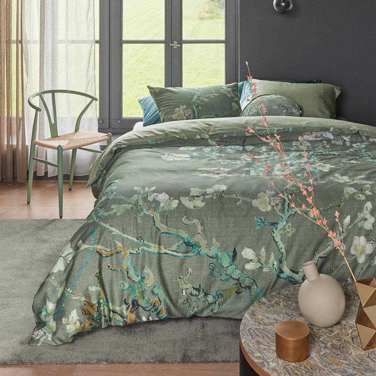 Bedding House Blossoming Green Cotton Sateen Quilt Cover Set Queen - Harrogates