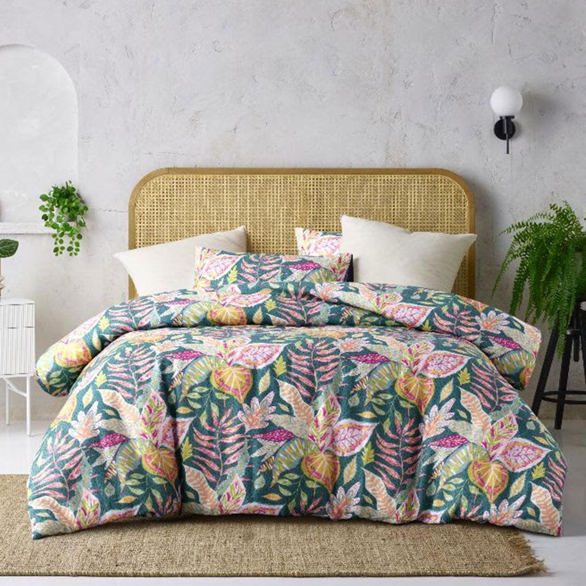 Accessorize Betty Carmila Printed Linen Cotton Quilt Cover Set Queen - Harrogates