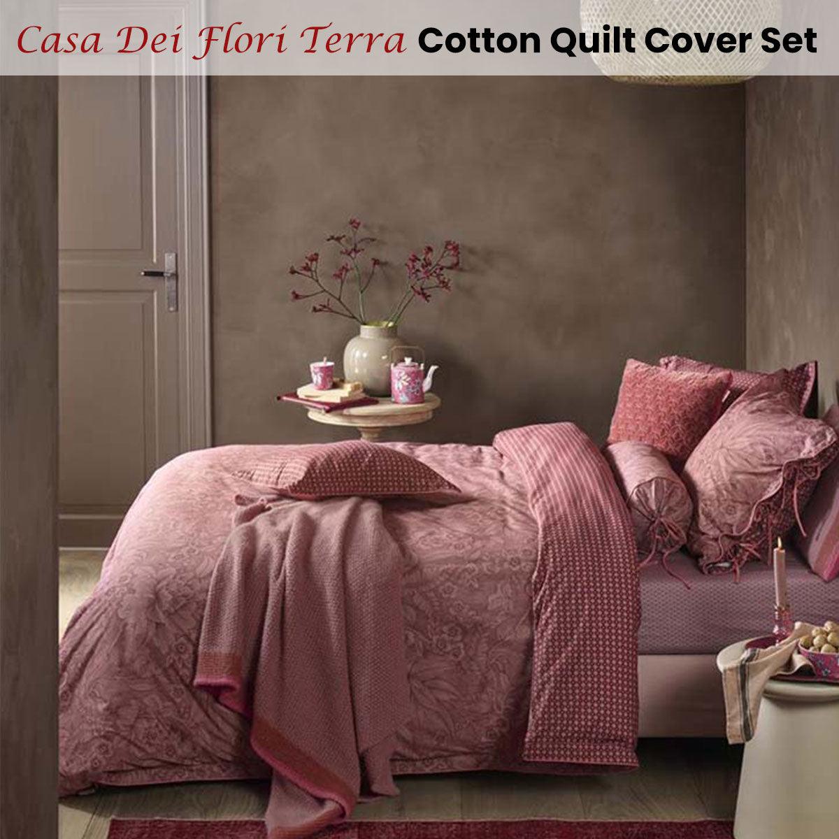 PIP Studio Casa Dei Fiori Terra Cotton Quilt Cover Set Queen - Harrogates