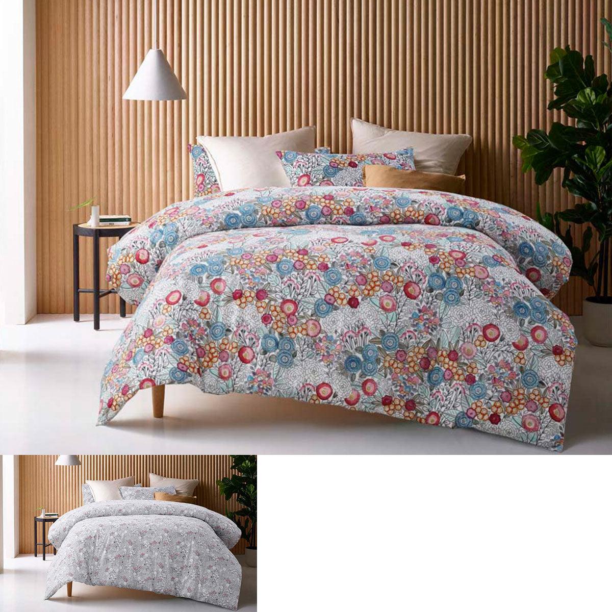 Accessorize Amara Washed Cotton Printed Reversible Quilt Cover Set King - Harrogates