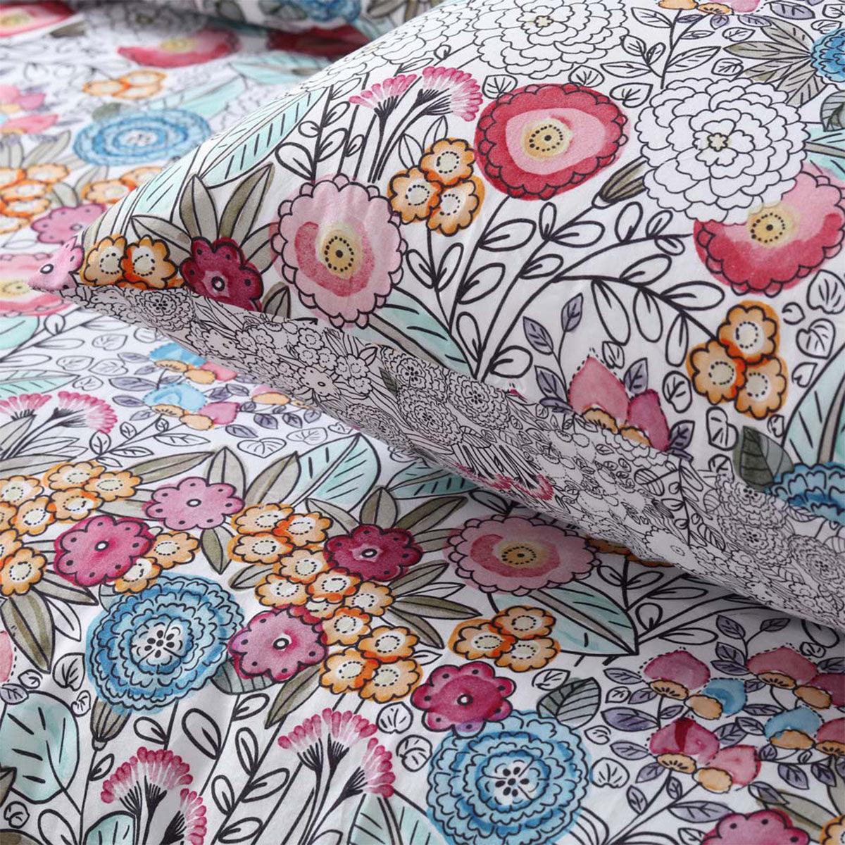 Accessorize Amara Washed Cotton Printed Reversible Quilt Cover Set Queen - Harrogates