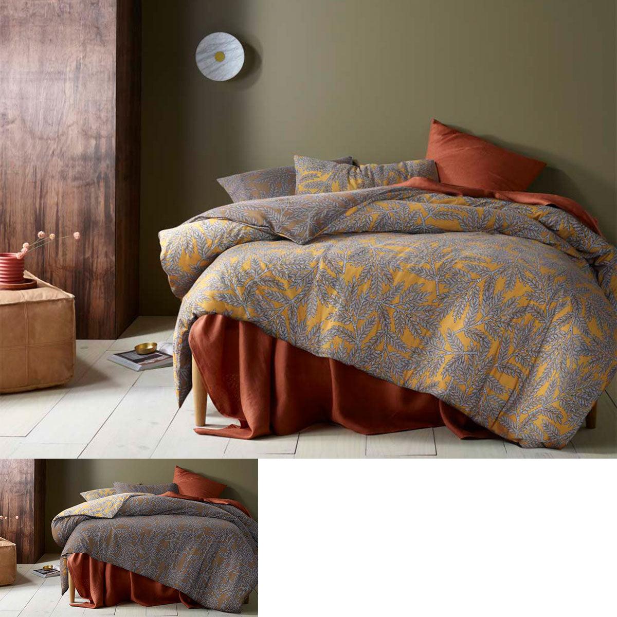 Accessorize Clove Washed Cotton Printed Reversible Quilt Cover Set Queen - Harrogates