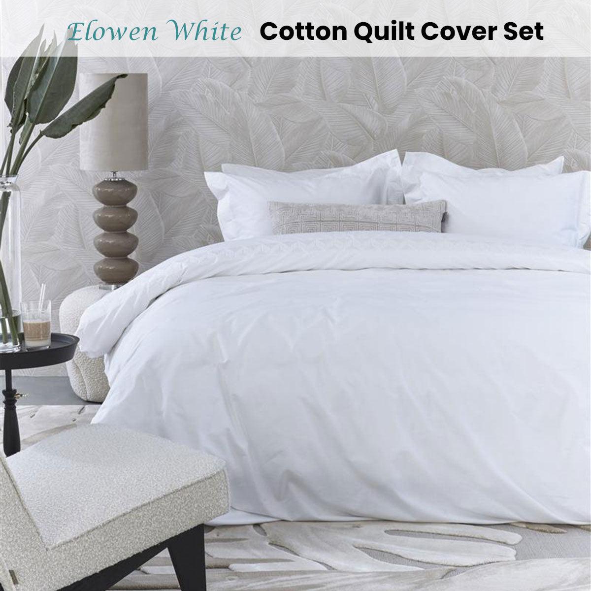 Riviera Maison Elowen White Cotton Quilt Cover Set King - Harrogates