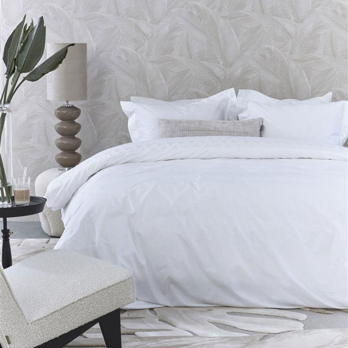 Riviera Maison Elowen White Cotton Quilt Cover Set Queen - Harrogates