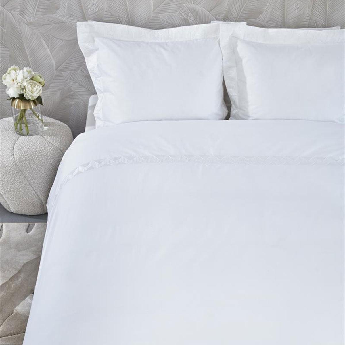 Riviera Maison Elowen White Cotton Quilt Cover Set Queen - Harrogates