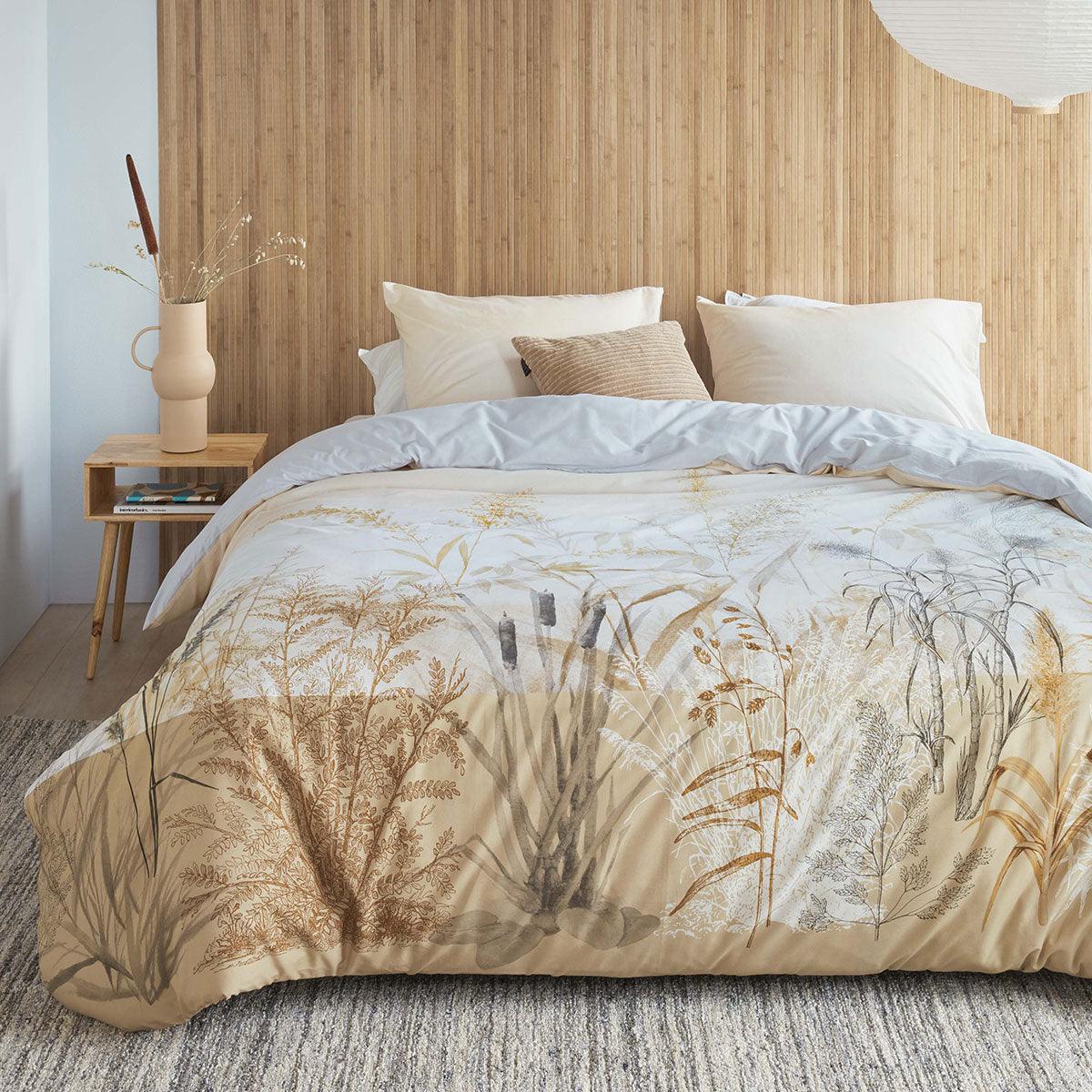 Bedding House Florine Sand Cotton Quilt Cover Set Queen - Harrogates