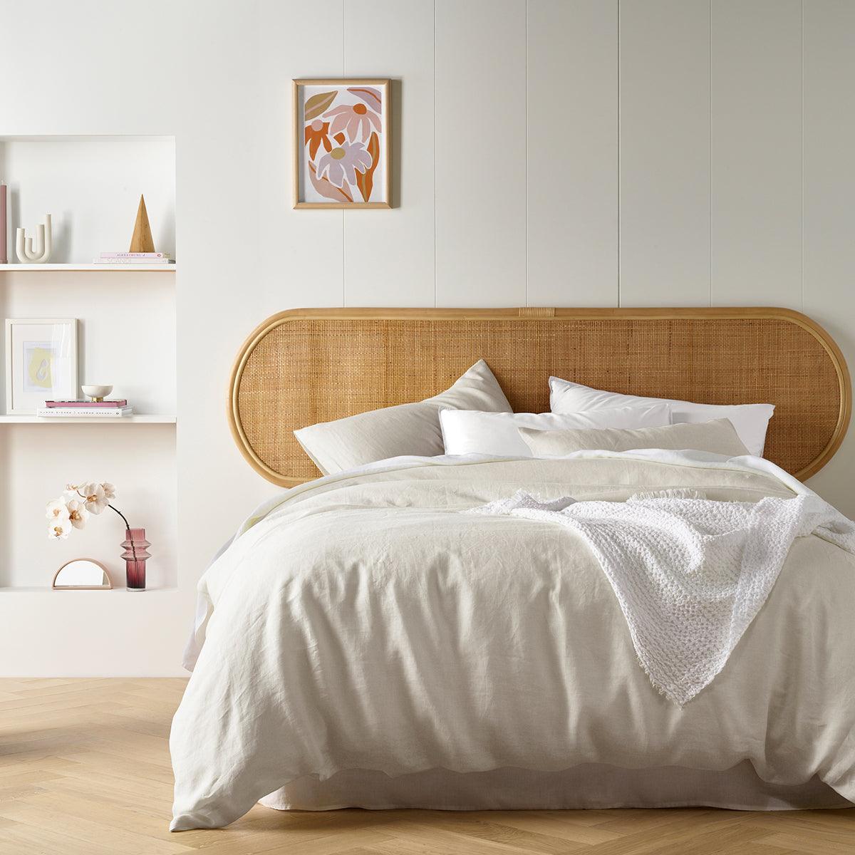 Vintage Design Homewares Natural French Linen Quilt Cover Set Queen - Harrogates