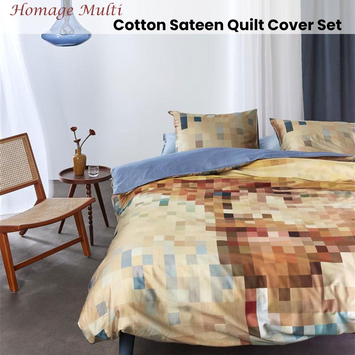 Bedding House Homage Multi Cotton Sateen Quilt Cover Set Queen - Harrogates