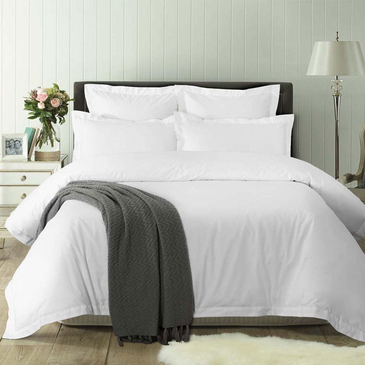 Accessorize White Tailored Hotel Deluxe Cotton Quilt Cover Set King - Harrogates