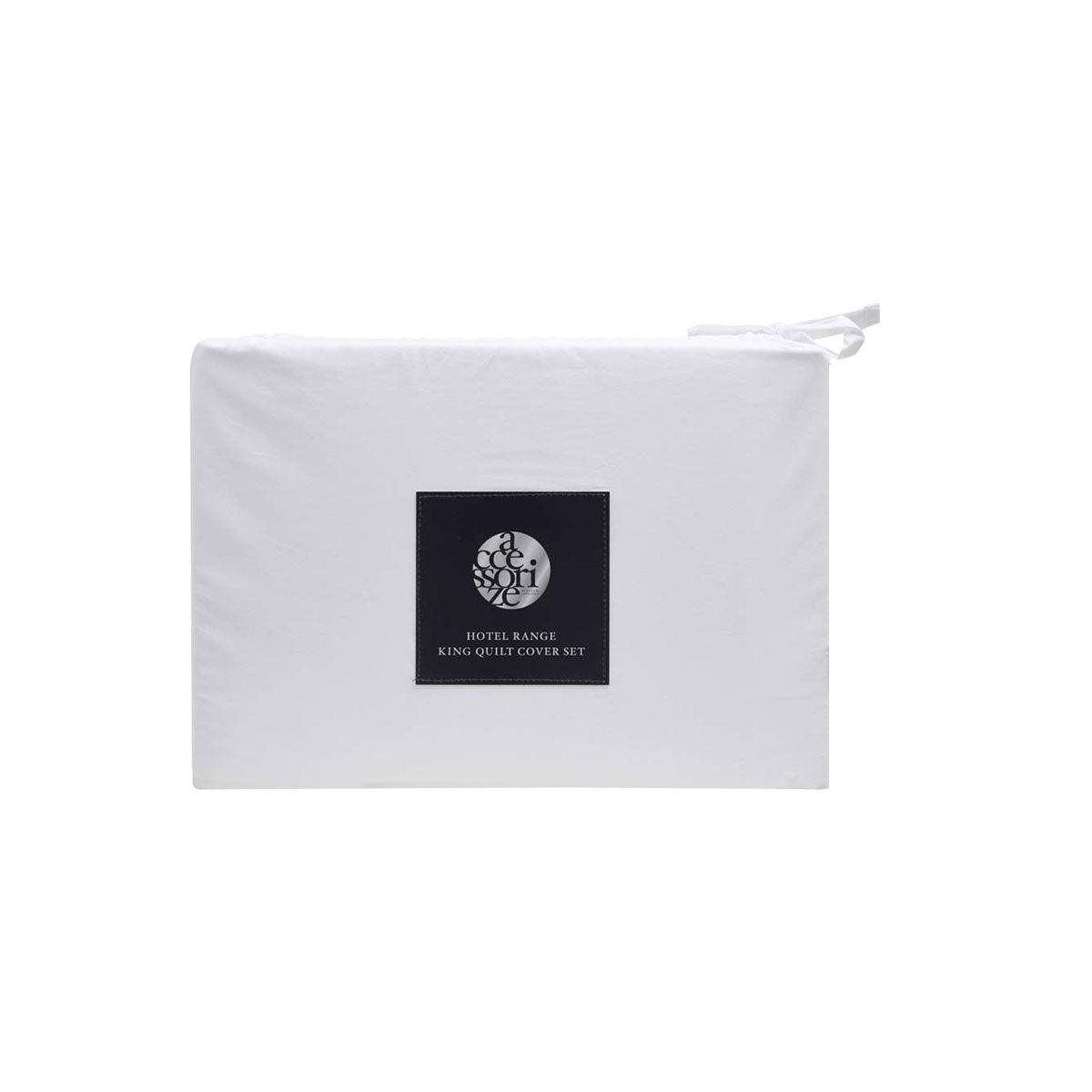 Accessorize White Tailored Hotel Deluxe Cotton Quilt Cover Set King - Harrogates