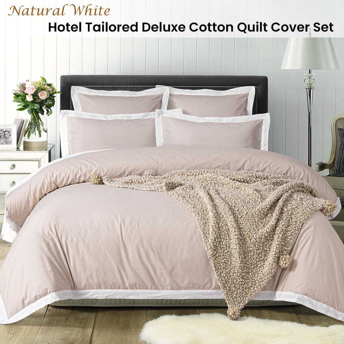Accessorize White/Natural Tailored Hotel Deluxe Cotton Quilt Cover Set King - Harrogates