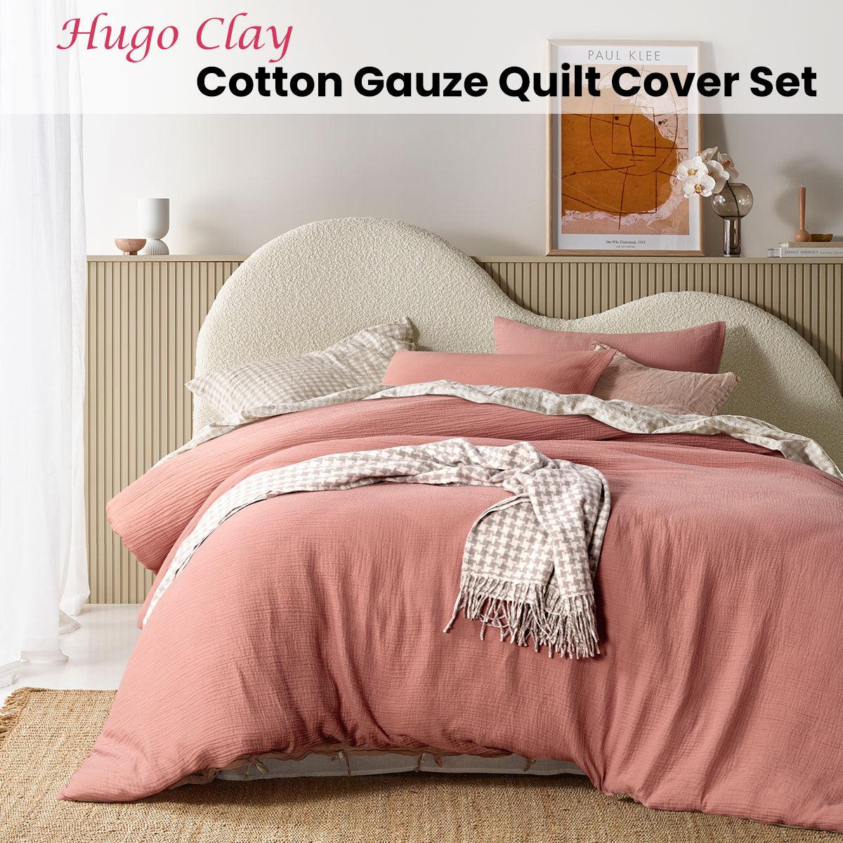 Vintage Design Homewares Hugo Clay Cotton Gauze Quilt Cover Set King - Harrogates