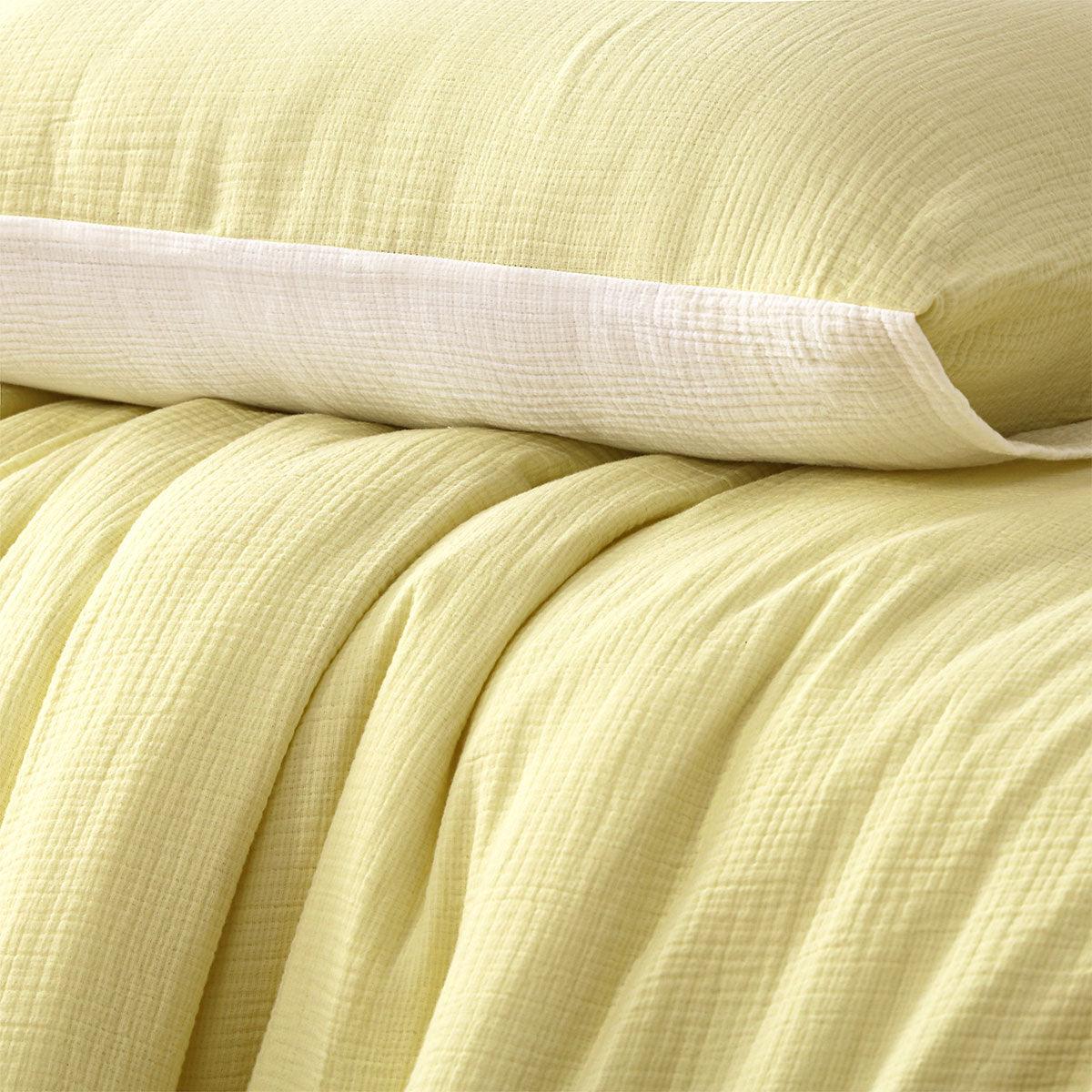 Vintage Design Homewares Hugo Reversible White Butter Cotton Gauze Quilt Cover Set King - Harrogates