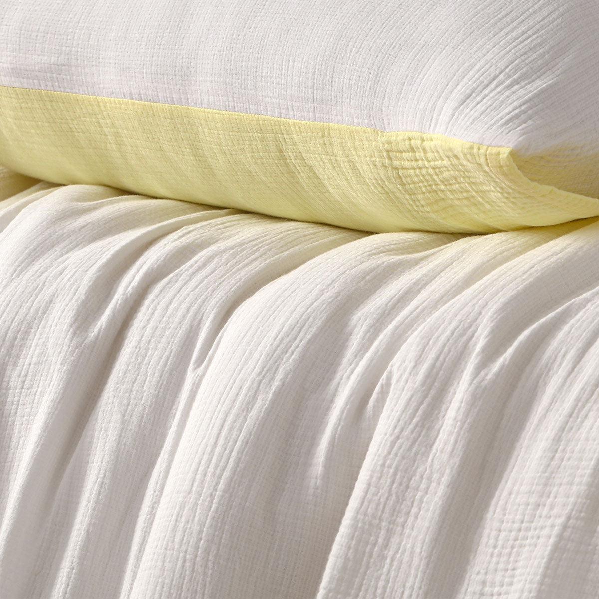 Vintage Design Homewares Hugo Reversible White Butter Cotton Gauze Quilt Cover Set Queen - Harrogates