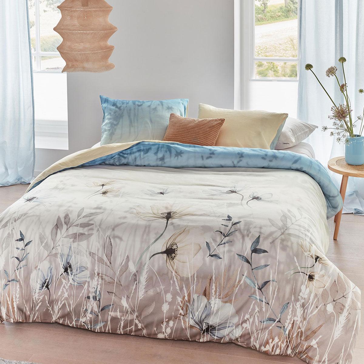 Bedding House Isabelle Light Blue Cotton Sateen Quilt Cover Set King - Harrogates