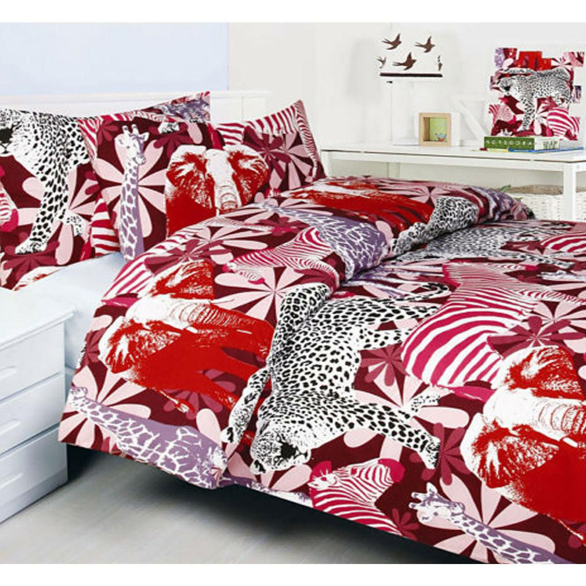Bright Young Things Jungle Red Quilt Cover Set Single - Harrogates