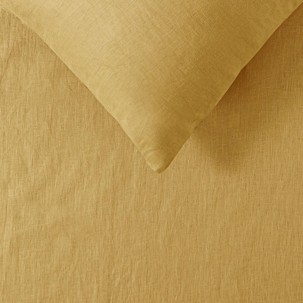 Vintage Design Homewares 100% Linen Ochre Quilt Cover Set Queen - Harrogates