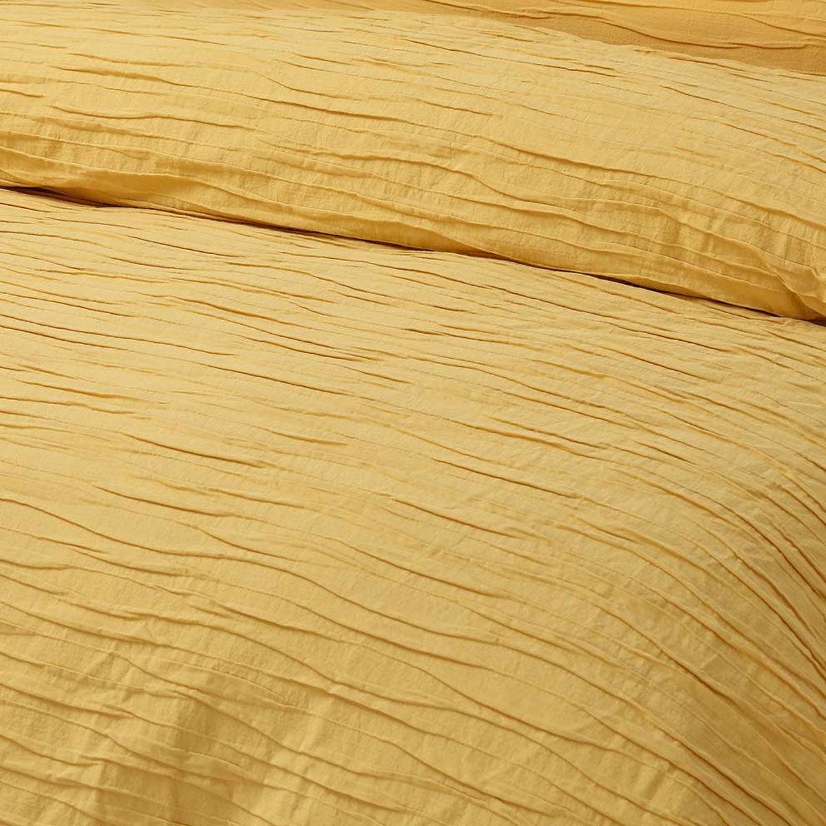 Vintage Design Homewares Malvern Ochre Cotton Quilt Cover Set Single - Harrogates