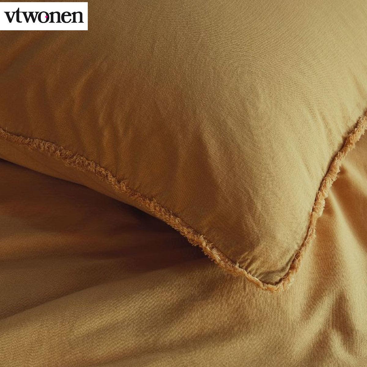 VTWonen Natural Stone Fraying Yellow Quilt Cover Set Queen - Harrogates