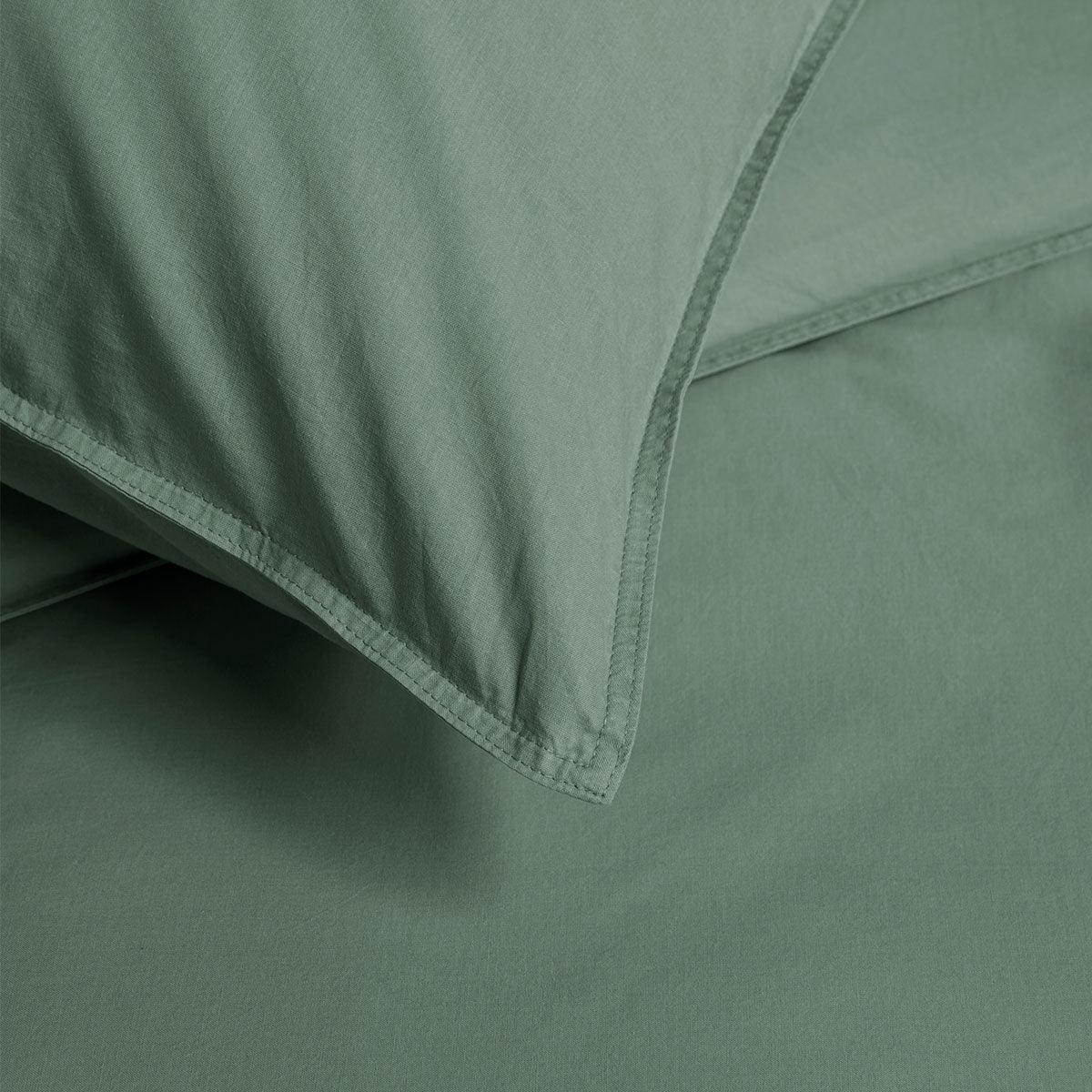 Bedding House Organic Cotton Basic Green Quilt Cover Set King - Harrogates