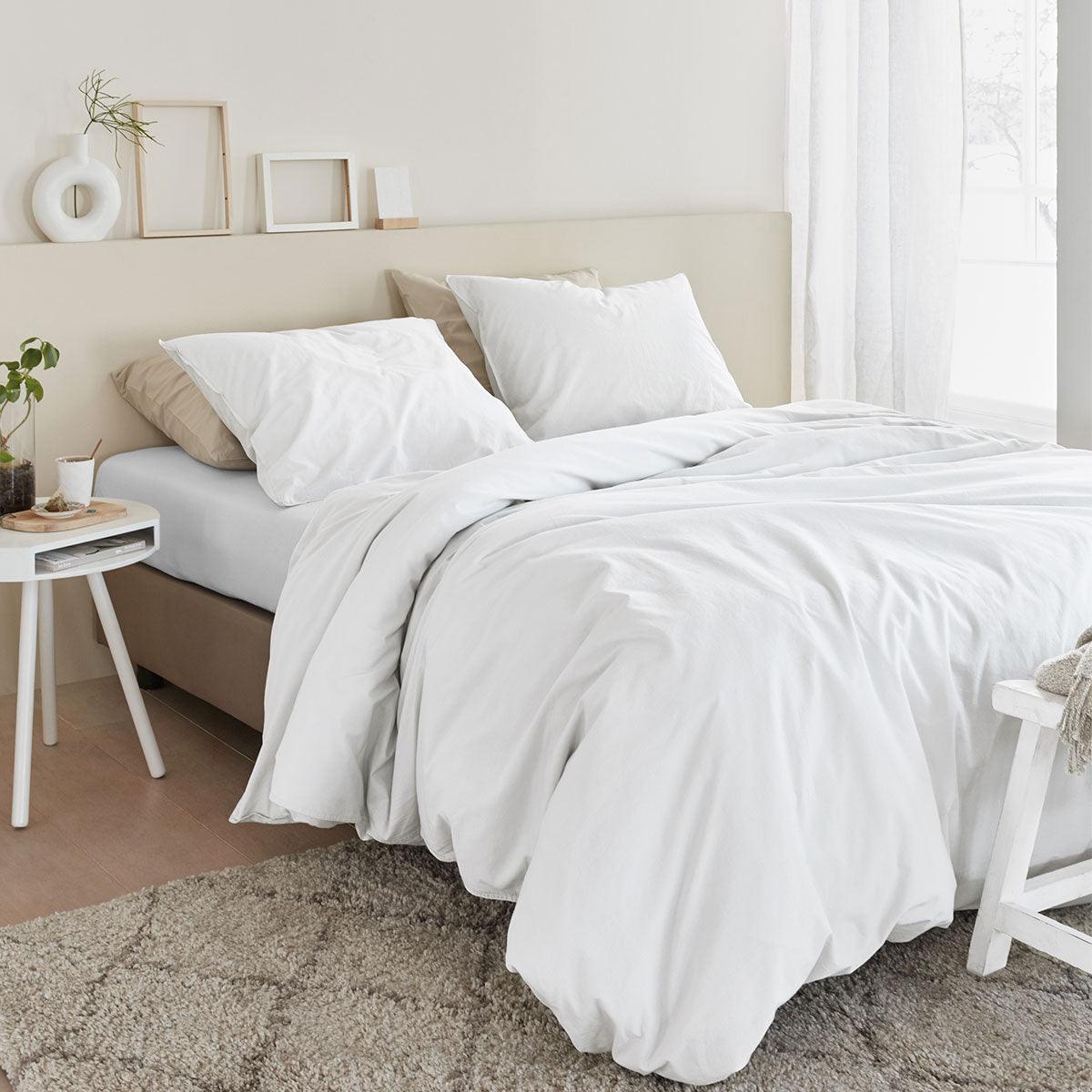 Bedding House Organic Cotton Basic White Quilt Cover Set Super King - Harrogates