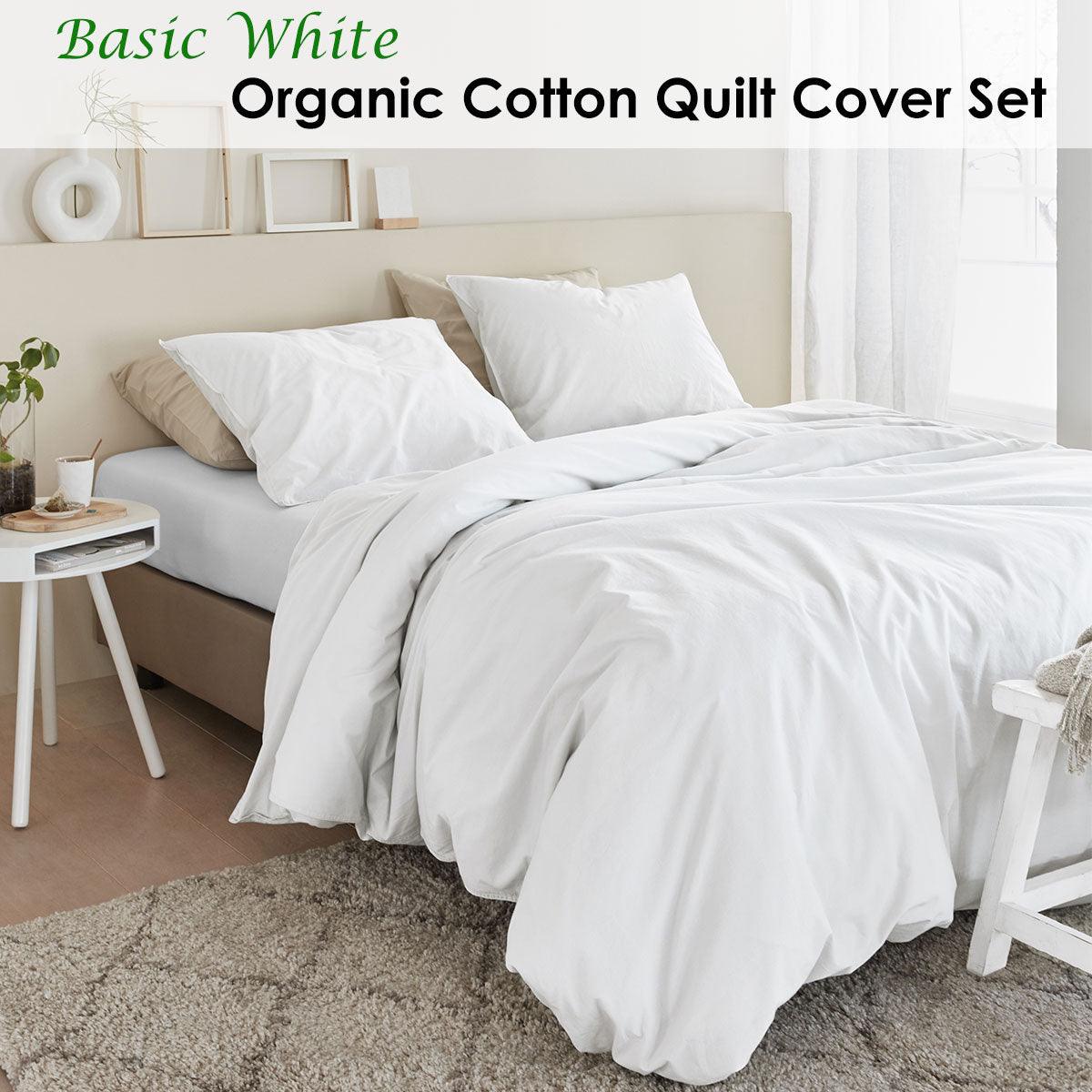 Bedding House Organic Cotton Basic White Quilt Cover Set Super King - Harrogates