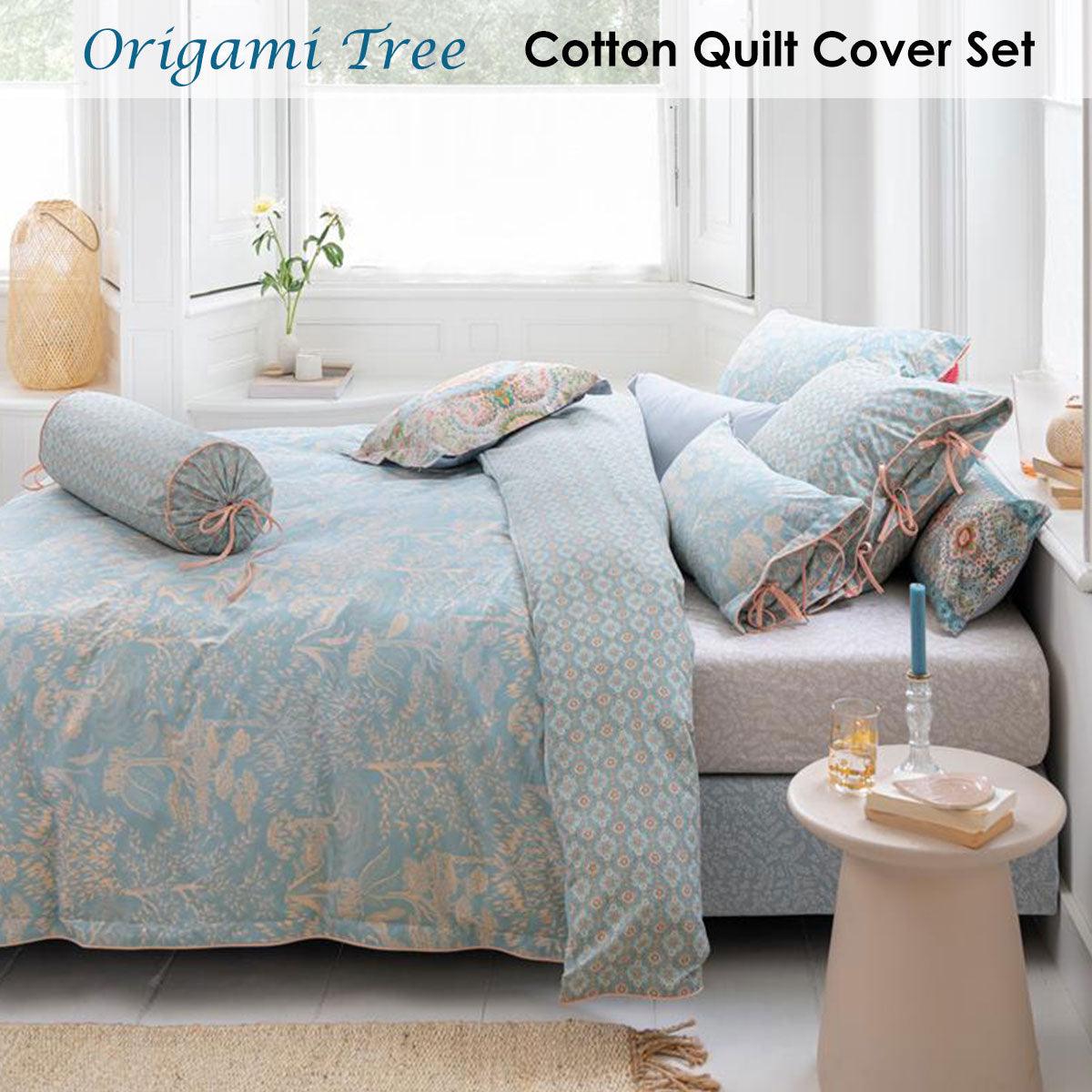 PIP Studio Origami Tree Light Blue Quilt Cover Set King - Harrogates