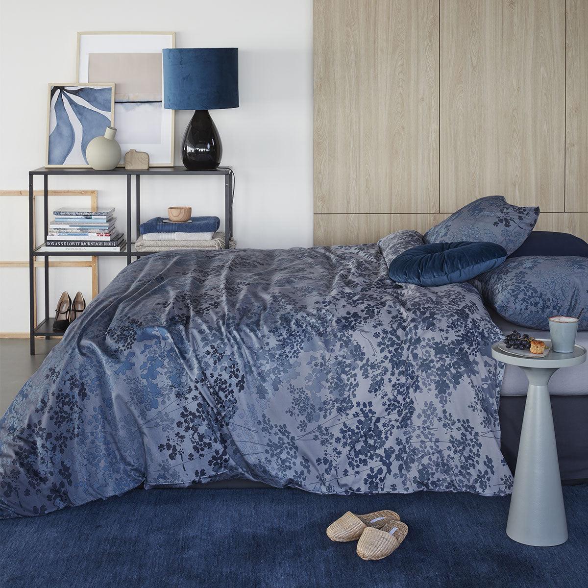 Bedding House Pantalla Blue Bamboo Cotton Quilt Cover Set King - Harrogates