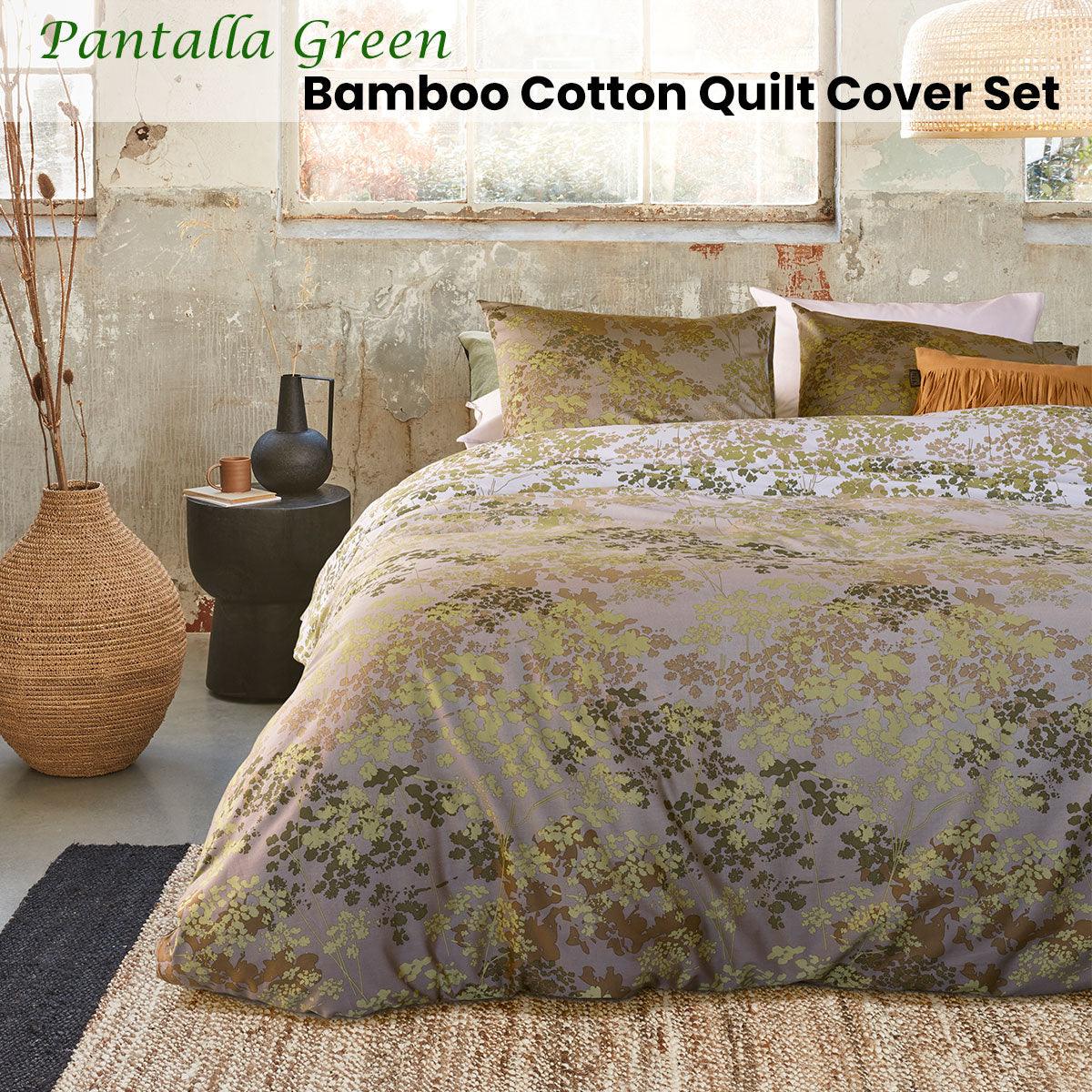 Bedding House Pantalla Green Bamboo Cotton Quilt Cover Set Queen - Harrogates