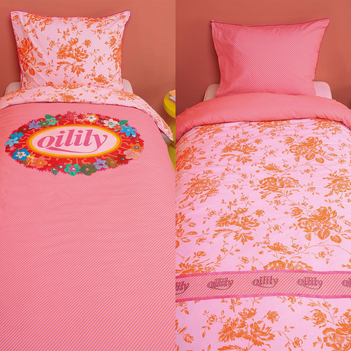 Oilily Prom Flowers Pink Cotton Quilt Cover Set Single - Harrogates