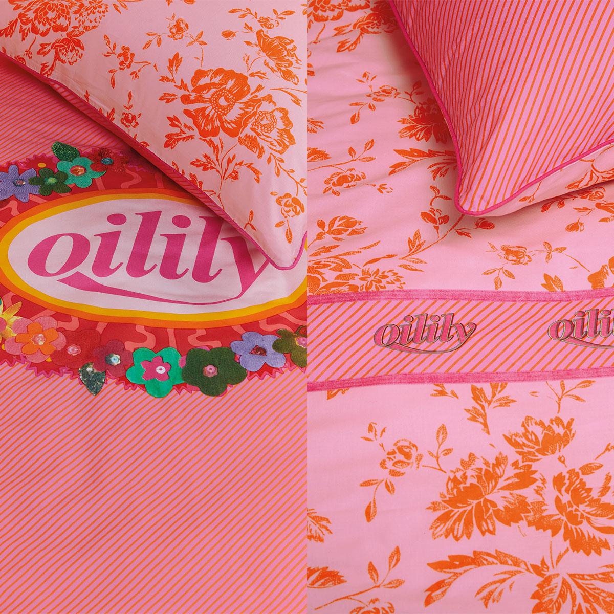 Oilily Prom Flowers Pink Cotton Quilt Cover Set Single - Harrogates