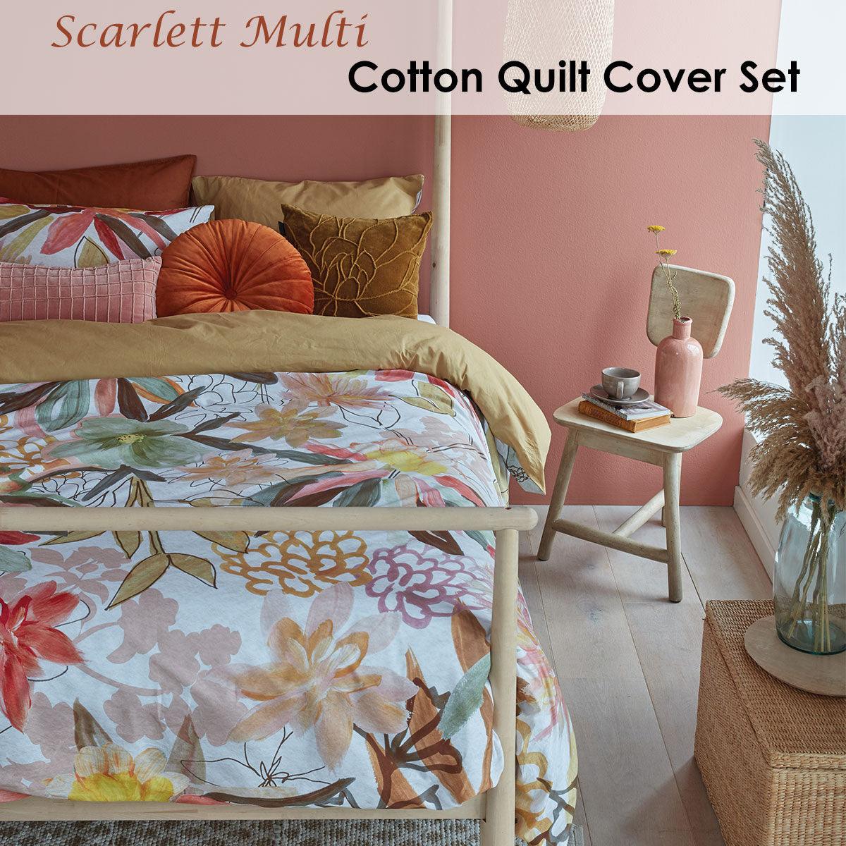 Bedding House Scarlett Multi Cotton Quilt Cover Set Queen - Harrogates