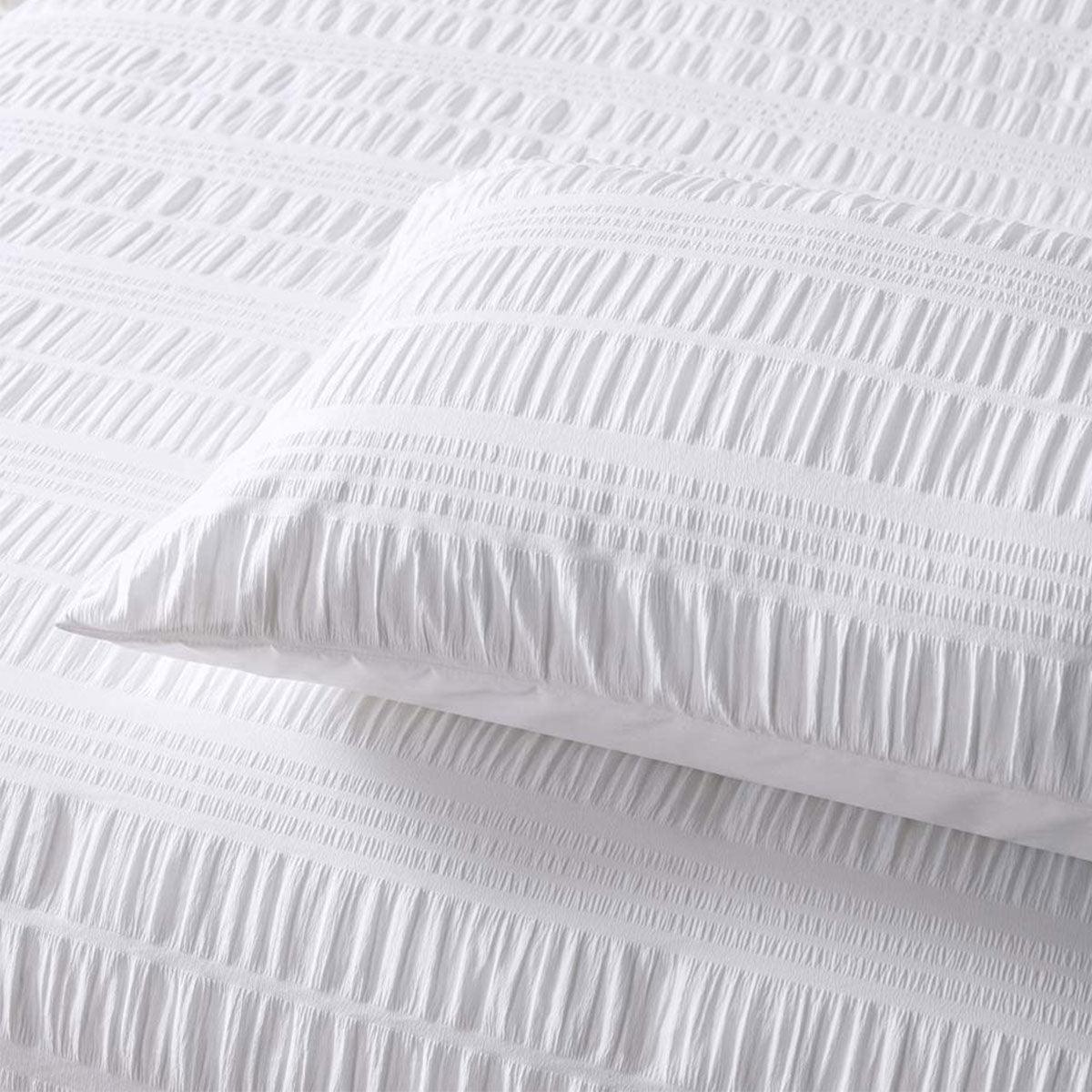 Accessorize Seersucker White Cotton Quilt Cover Set Queen - Harrogates