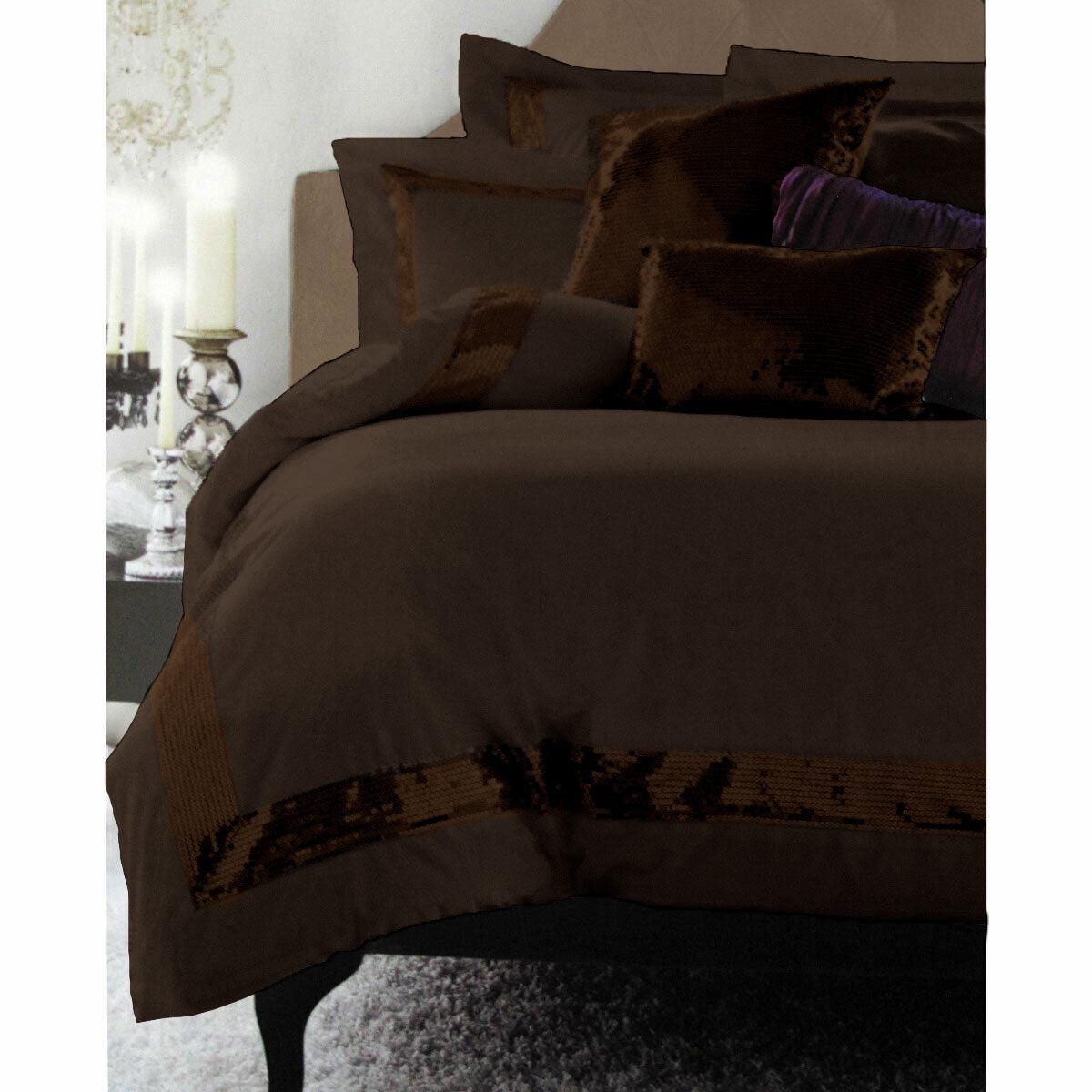Accessorize Sequins Chocolate Quilt Cover Set Single - Harrogates