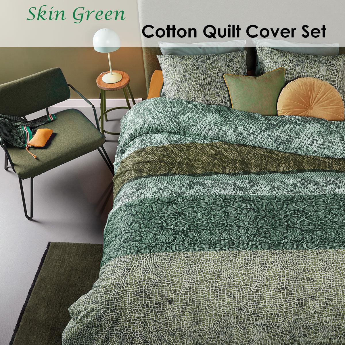 Bedding House Skin Green Cotton Quilt Cover Set Queen - Harrogates