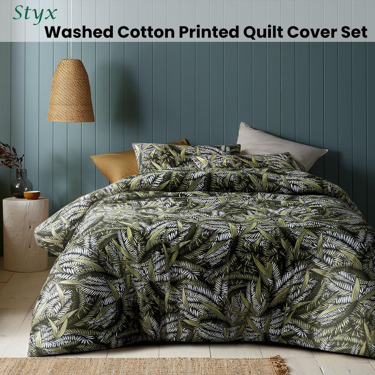 Accessorize Styx Washed Cotton Printed Quilt Cover Set King - Harrogates
